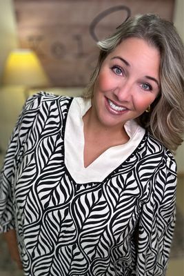 Black Leaf Print Blouse