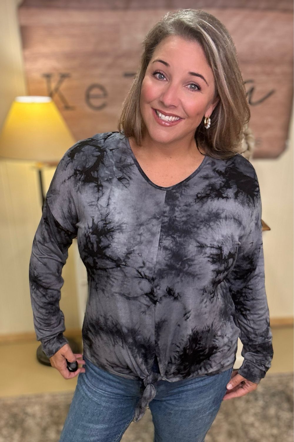 Grey Mix Tie Dye Tie Front