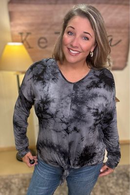 Grey Mix Tie Dye Tie Front