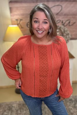 Burnt Orange Swiss Dot Blouse