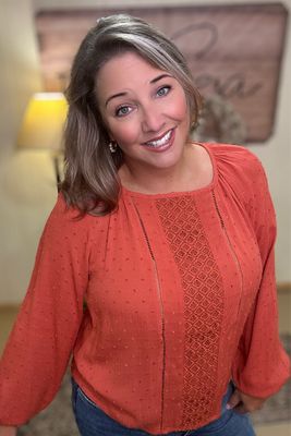 Burnt Orange Swiss Dot Blouse