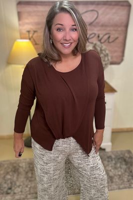 Chocolate Twist Front Long Sleeve Top