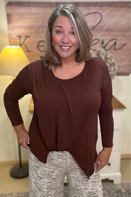 Chocolate Twist Front Long Sleeve Top