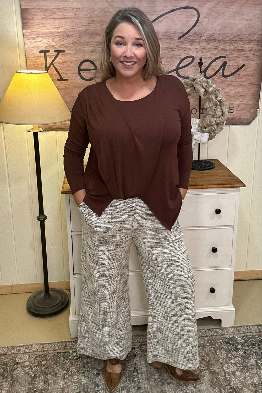 Toffee Boucle Textured Pant