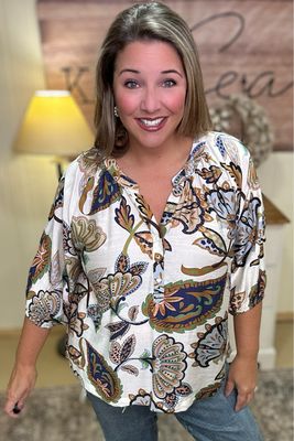 Cream Floral Paisley Blouse