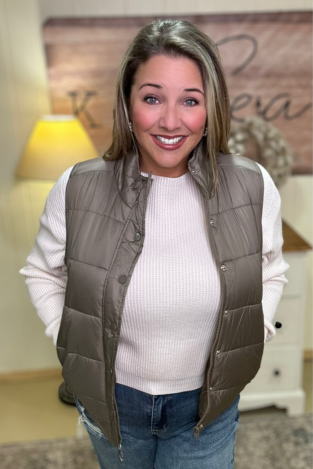 Khaki Puffer Vest