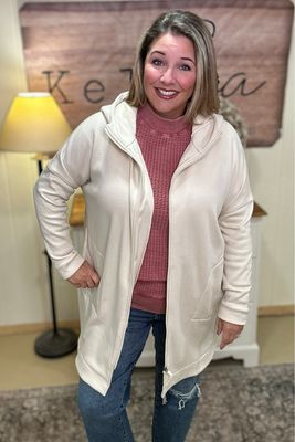 Off White Oversized Zip Up Hoodie