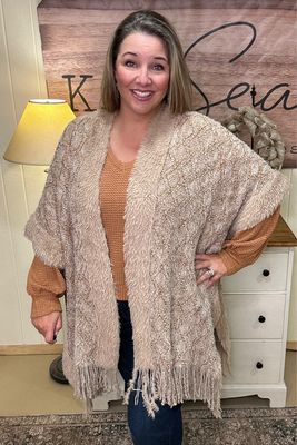 Camel Chenille Fringe Shawl
