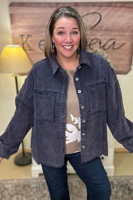 Navy Corduroy Shacket