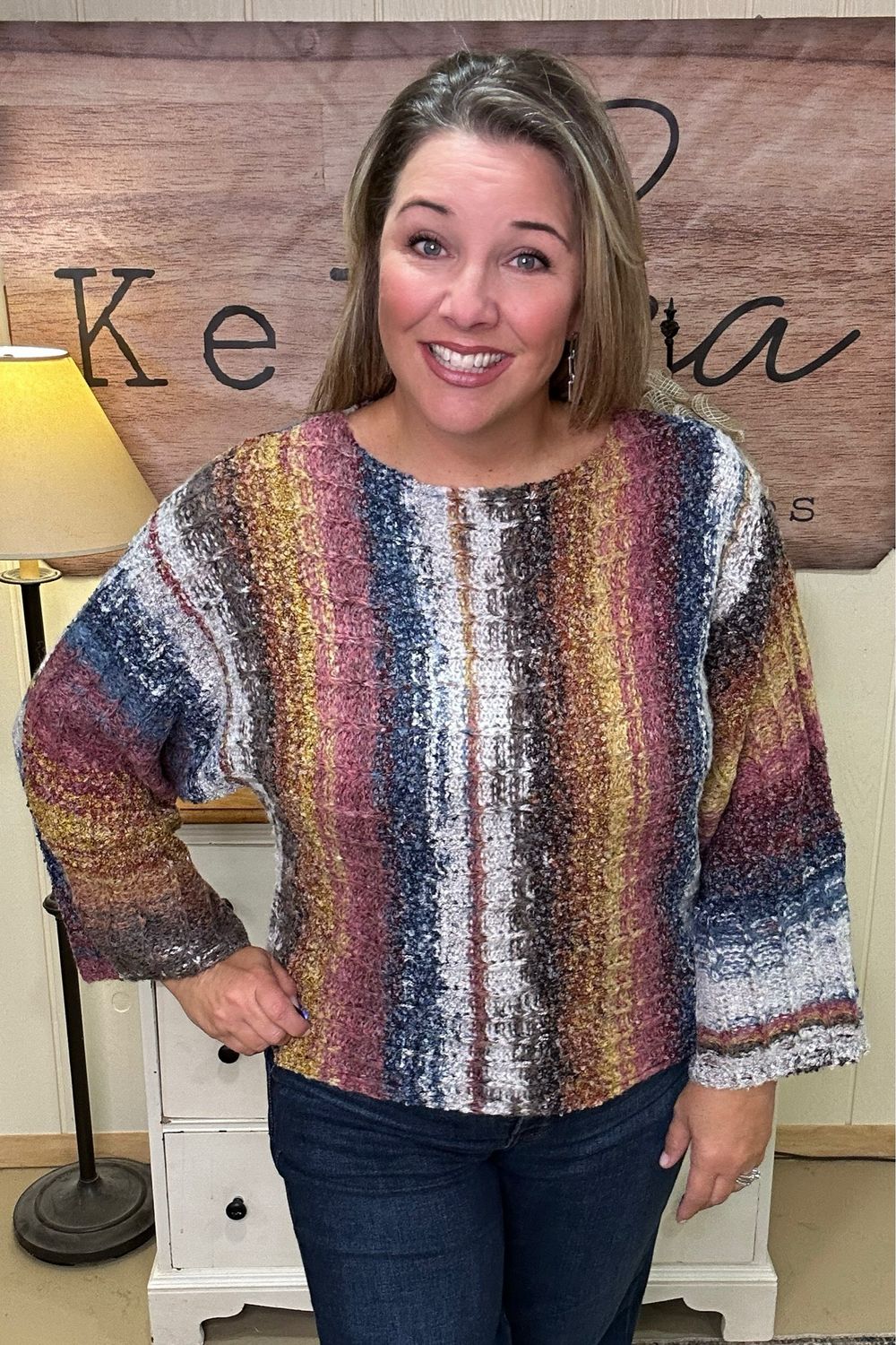Boatneck Multi Stripe Sweater