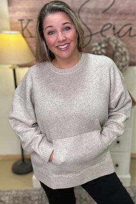 Sand Taupe Kangaroo Crew Sweater