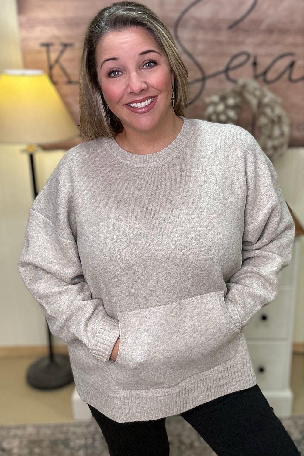 Sand Taupe Kangaroo Crew Sweater