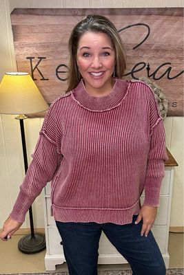Cabernet Washed Oversized Sweater