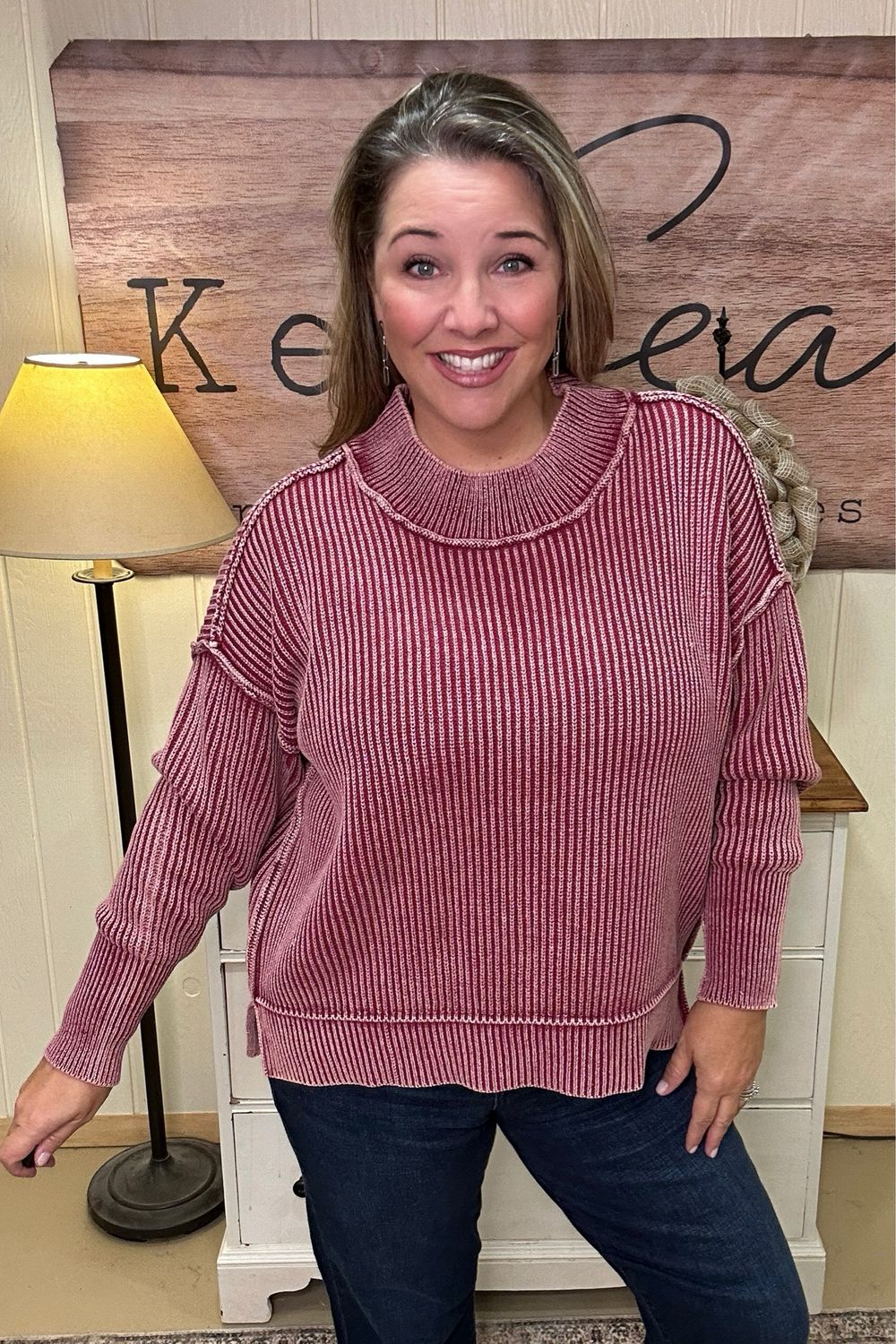 Cabernet Washed Oversized Sweater