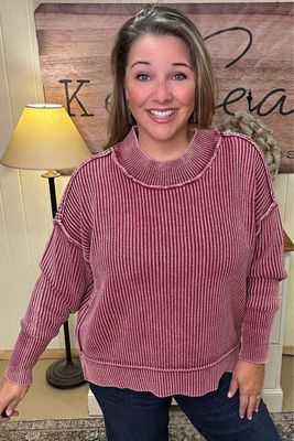 Cabernet Washed Oversized Sweater