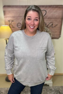 Sleet Terry Acid Wash Pullover