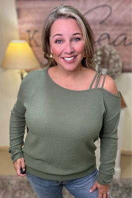 Olive Shoulder Strap Top
