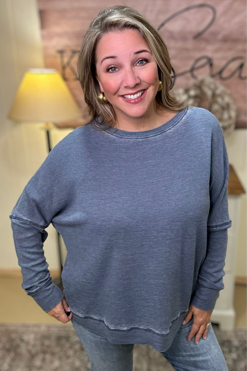 Waffle Ribbed Pullover