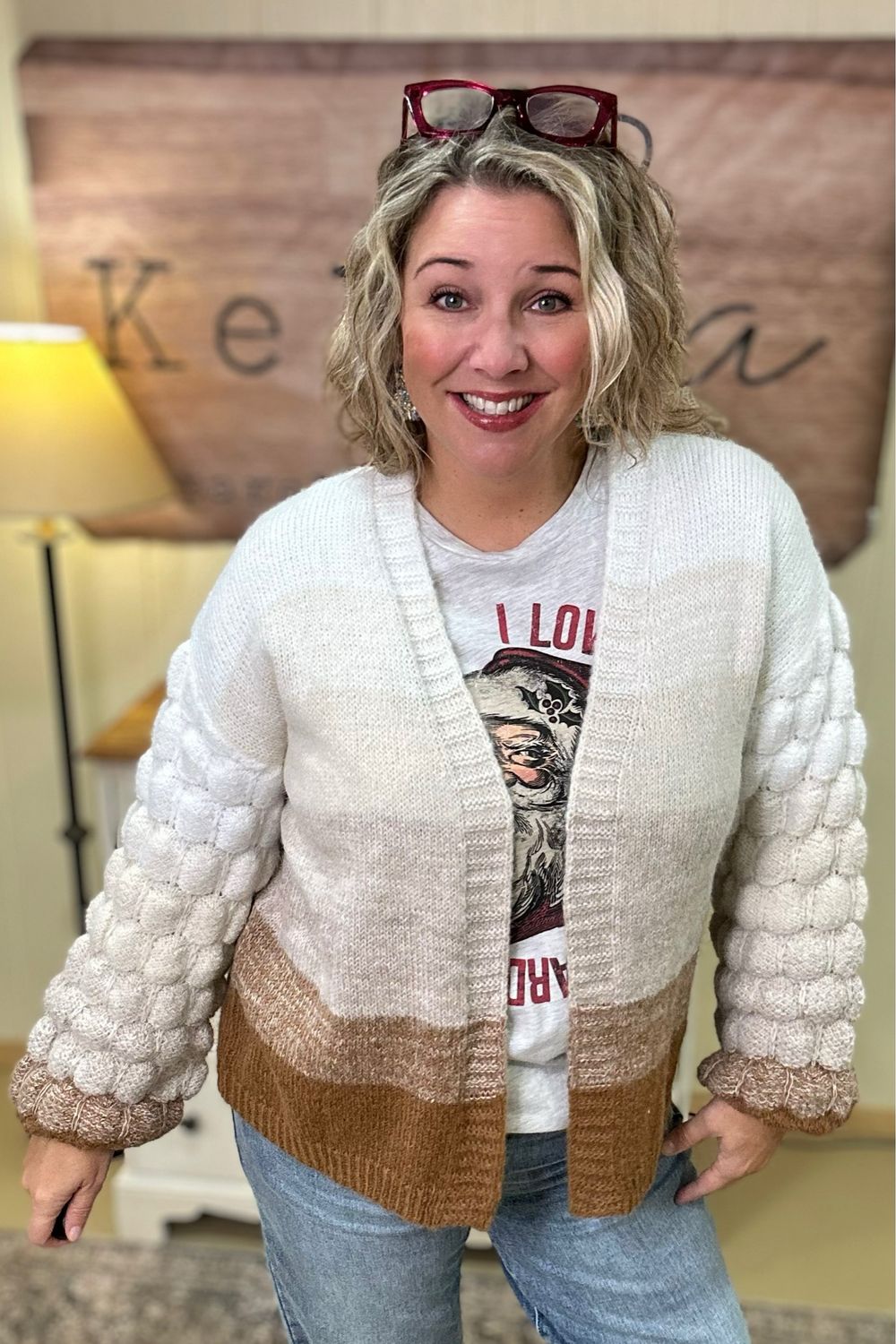 Brown Color Block Cardigan