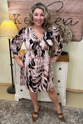 Pink &amp; Burgundy Abstract Dress