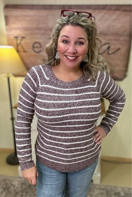 Two-Tone Burgundy Stripe Sweater