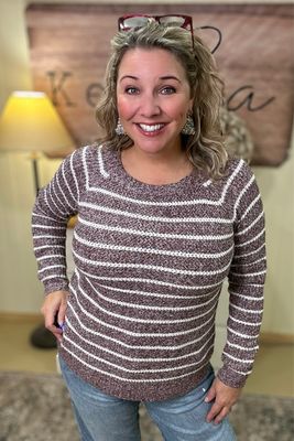 Two-Tone Burgundy Stripe Sweater