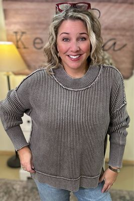 Washed Cotton Side Slit Sweater