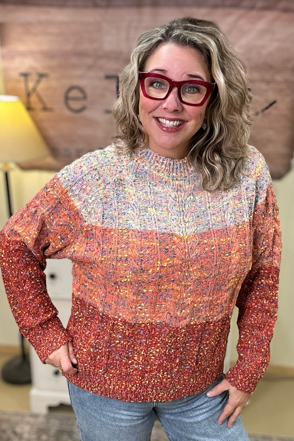 Berry Mix Color Block Sweater