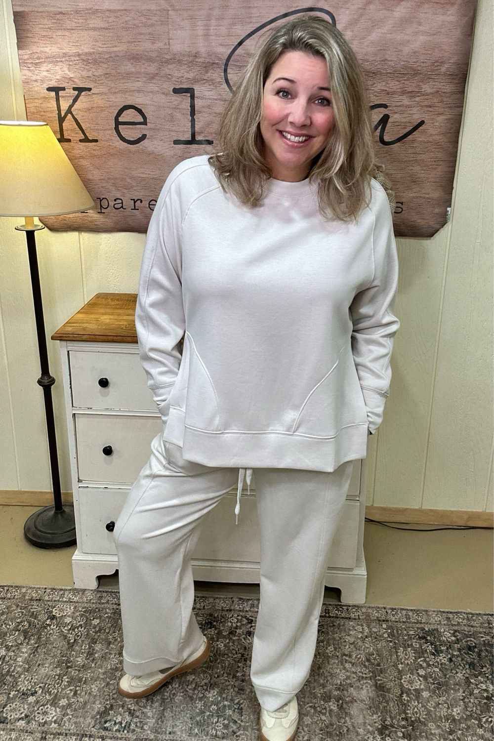 Sand Beige Scuba Pullover Set