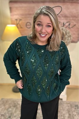 Hunter Green Sequined Sweater