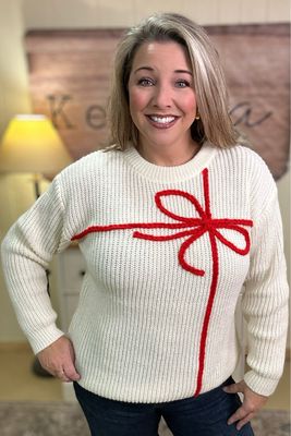 Cream Bow Embroidered Sweater Cream Bow Embroidered Sweater