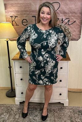 Forest Green Floral Ruffle Dress Forest Green Floral Ruffle Dress