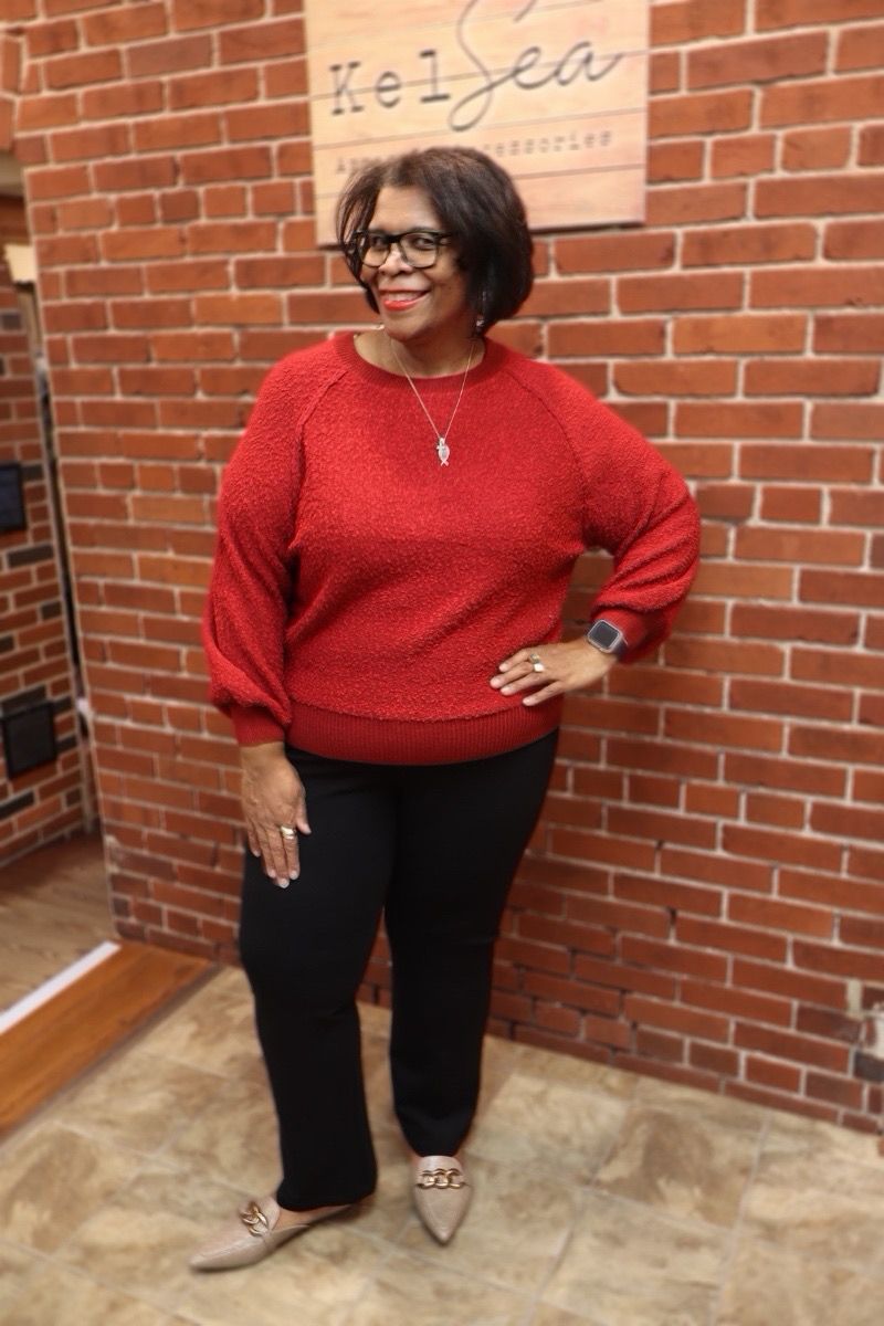 Puff Sleeve Boatneck Sweater