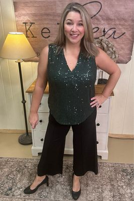 Black Wide Leg Pintuck Ponte Pants