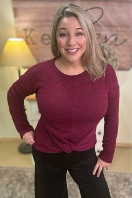 Magenta Twist Knit Top