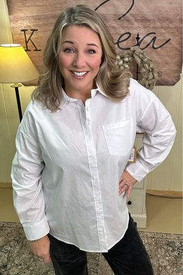 White Relaxed Fit Button Down