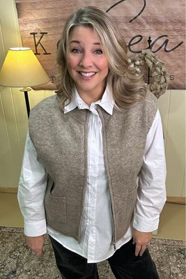 Mocha Zip Up Sweater Vest