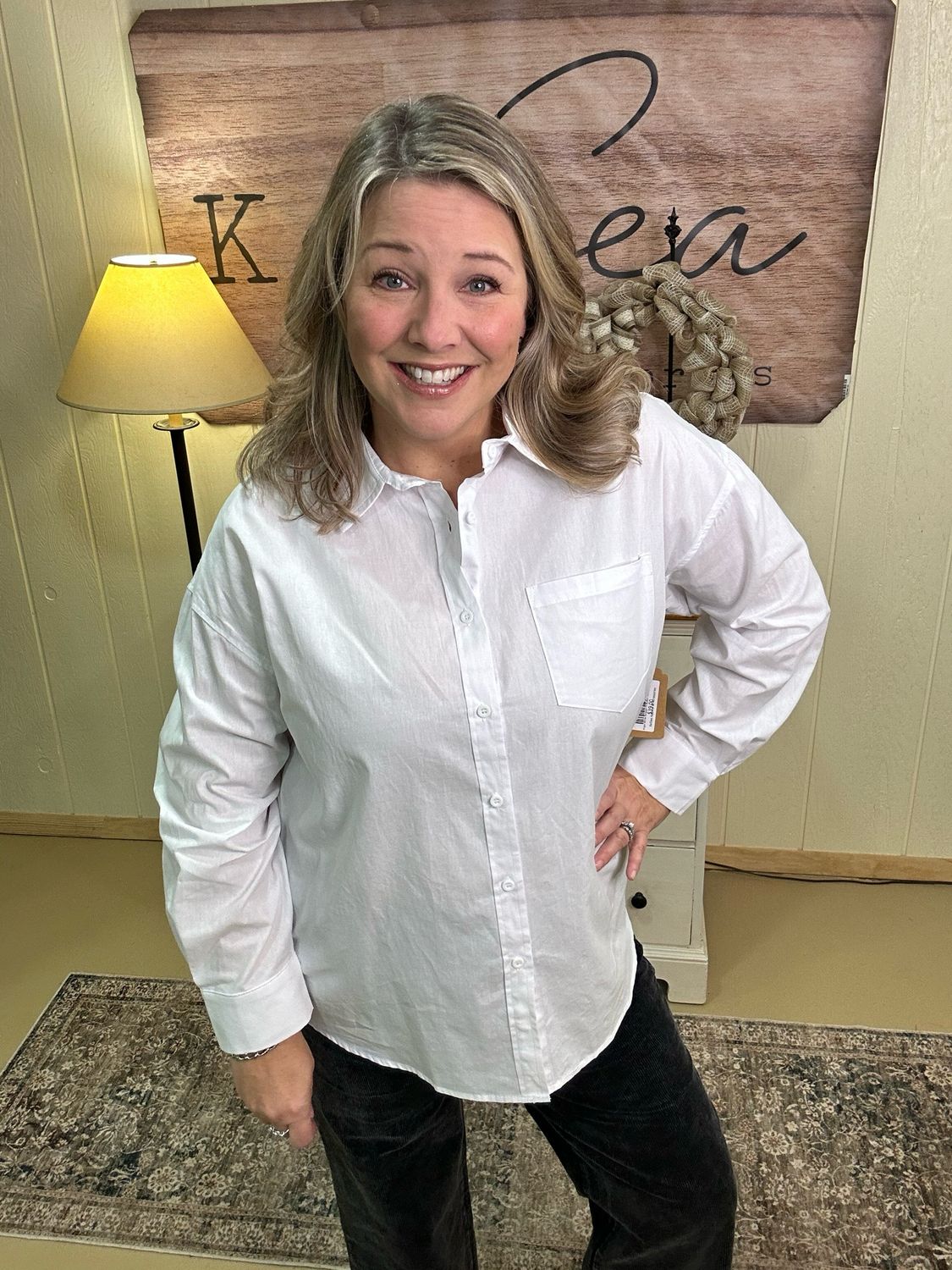 White Relaxed Fit Button Down