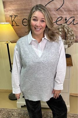 Heather Grey Oversized Sweater Vest Heather Grey Oversized Sweater Vest