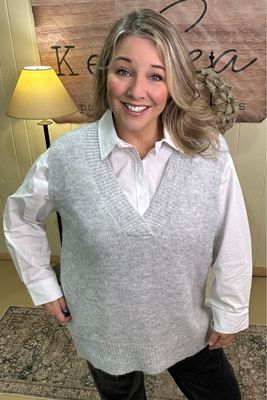 Heather Grey Oversized Sweater Vest