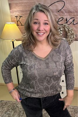 Italian Taupe Shimmer One-Size Knit Top Italian Taupe Shimmer One-Size Knit Top