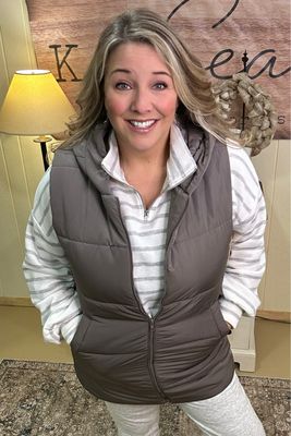 Gunmetal Midi Puffer Vest