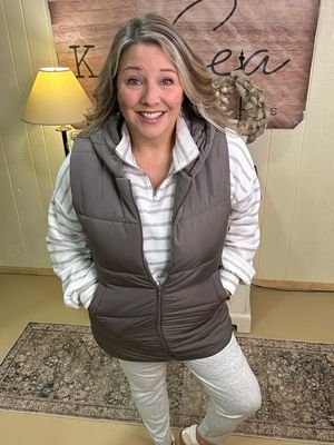 Gunmetal Midi Puffer Vest