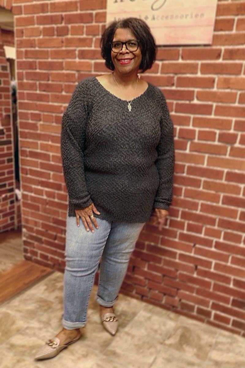 Charcoal Popcorn Tunic Sweater
