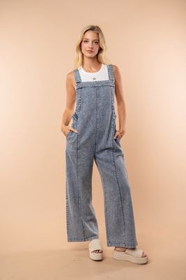Light Denim Wide Leg Overall