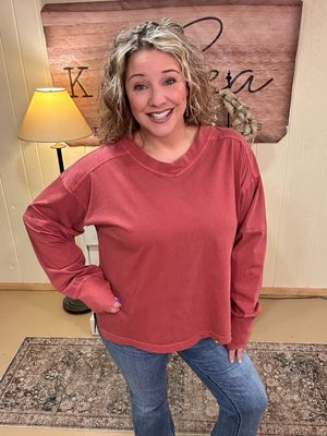 Pigment Washed V-Neck Tee