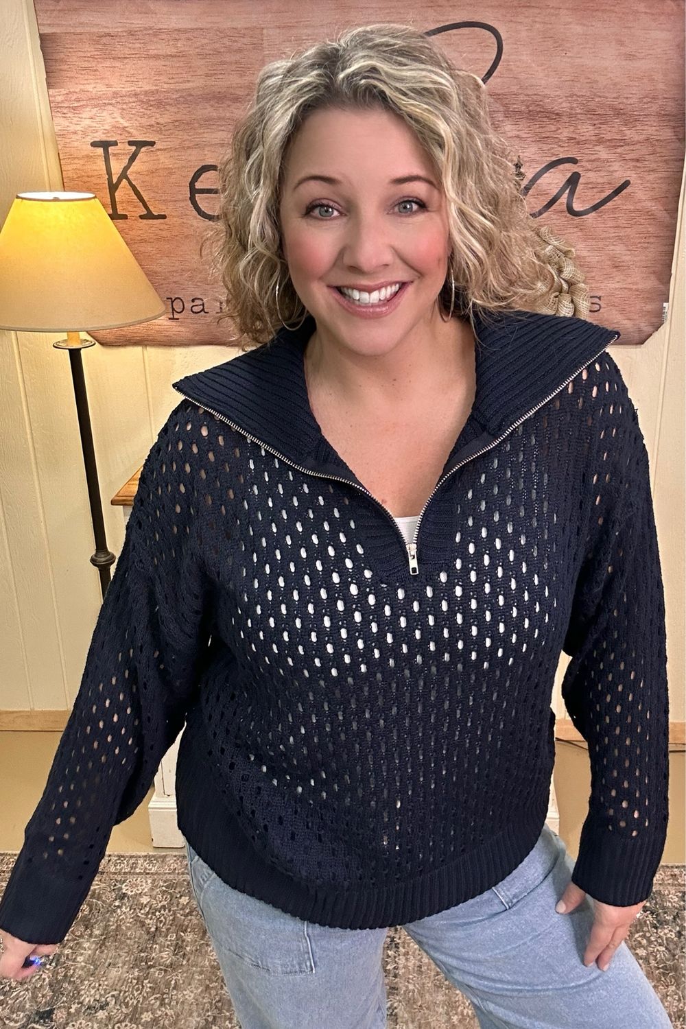 Navy Fisherman 1/2 Zip Sweater