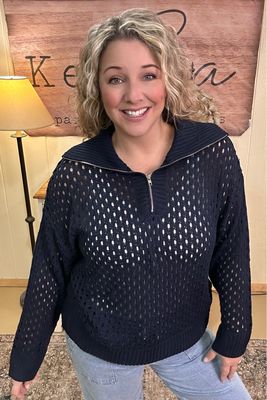 Navy Fisherman 1/2 Zip Sweater