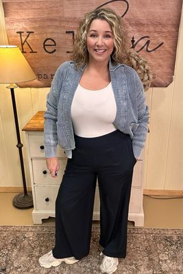 Navy Wide Leg Pant