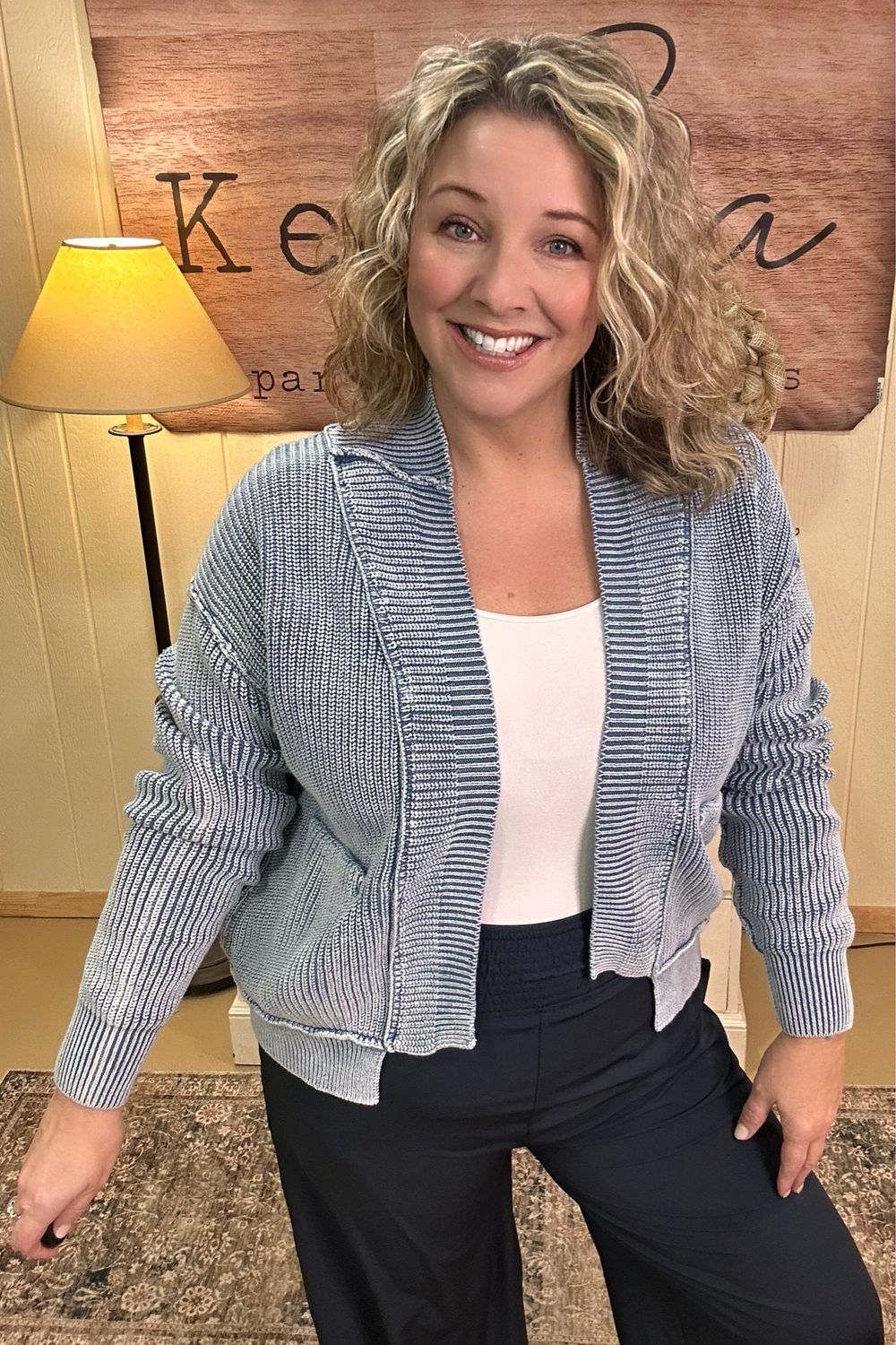 Mineral Washed Blue Cardigan